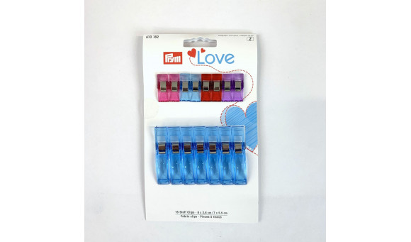 Prym Love stoffen clips 15 stuks kleurrijk,2,6 +5,5 cm