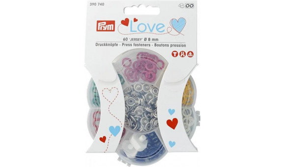 Prym love jersey drukknopen set - 60 stuks - 6 kleuren - 8mm